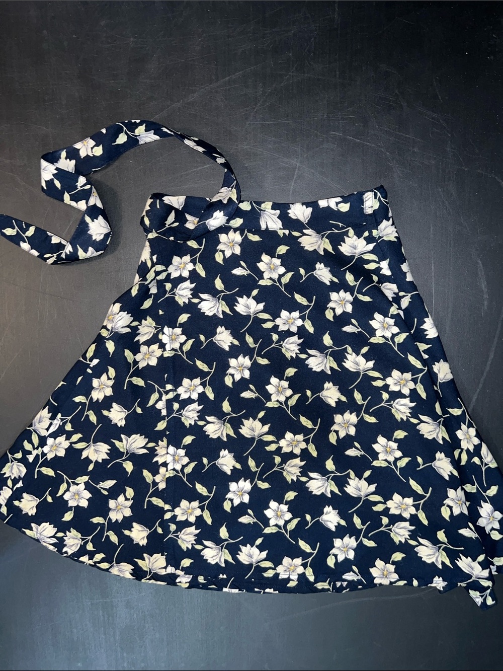 Tailor B. Moss Navy and White Floral A-Line Full Wrap Mini Skirt